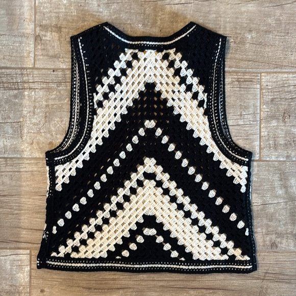 Rebellion Black and White Crochet Vest Top - Picture 3 of 4